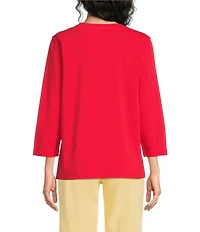 Westbound Perfect Outfit Picks Solid 3/4 Sleeve Crew Neck Top