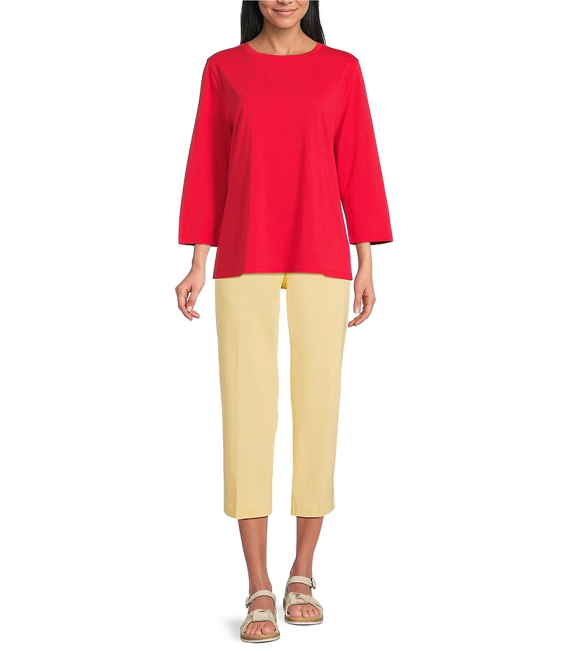 Westbound Solid 3/4 Sleeve Crew Neck Top