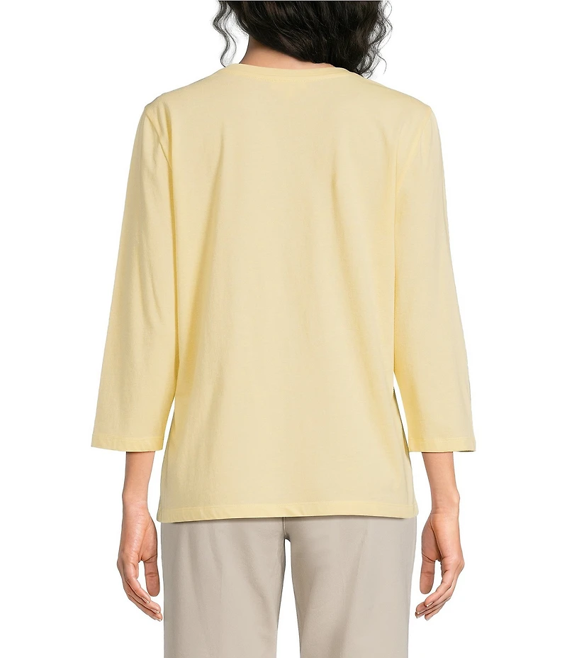 Westbound Perfect Outfit Picks Solid 3/4 Sleeve Crew Neck Top