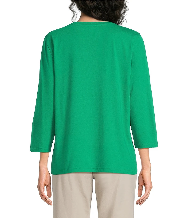Westbound Perfect Outfit Picks Solid 3/4 Sleeve Crew Neck Top