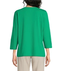 Westbound Perfect Outfit Picks Solid 3/4 Sleeve Crew Neck Top