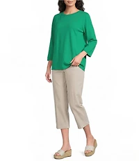 Westbound Perfect Outfit Picks Solid 3/4 Sleeve Crew Neck Top