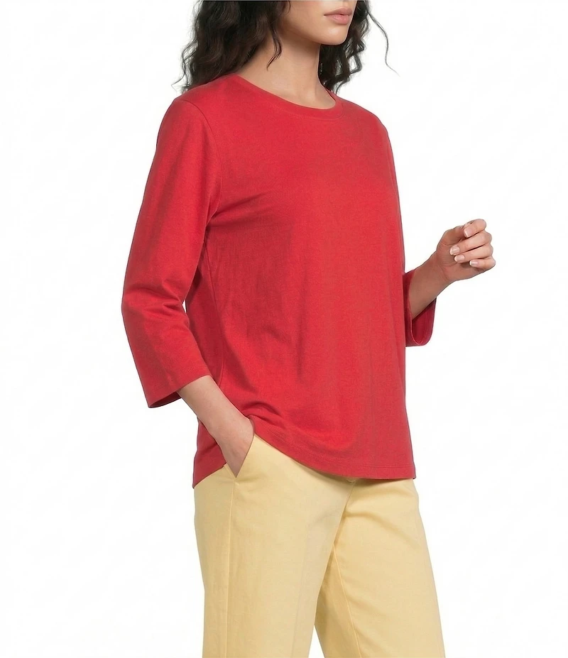 Westbound Perfect Outfit Picks Solid 3/4 Sleeve Crew Neck Top