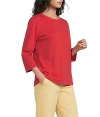 Westbound Perfect Outfit Picks Solid 3/4 Sleeve Crew Neck Top