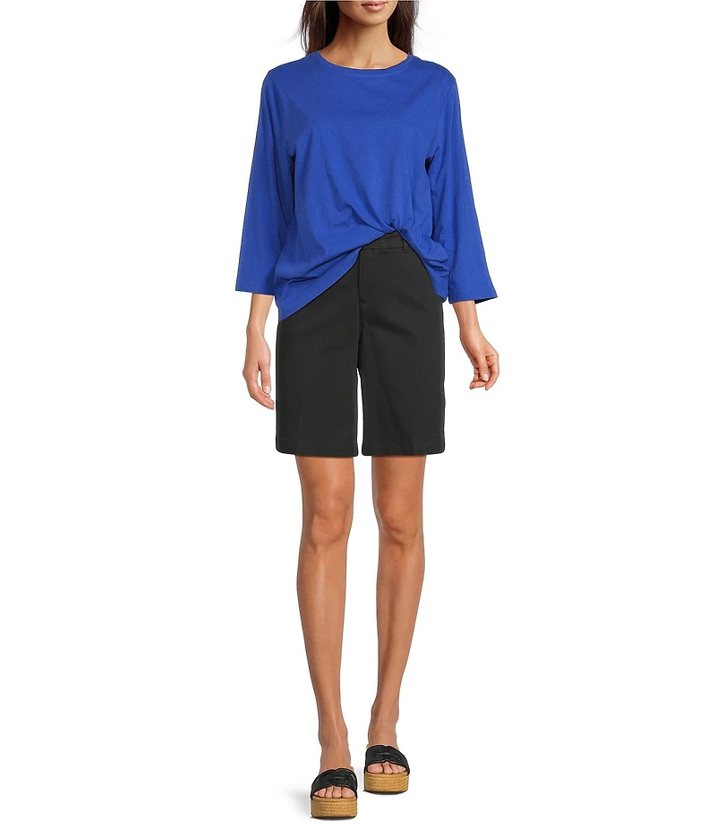 Westbound Perfect Outfit Picks Solid 3/4 Sleeve Crew Neck Top