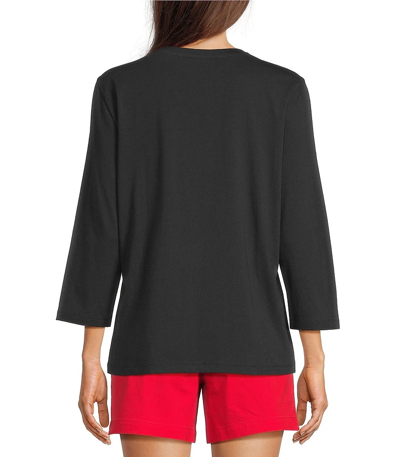 Westbound Perfect Outfit Picks Solid 3/4 Sleeve Crew Neck Top