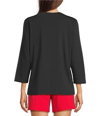 Westbound Perfect Outfit Picks Solid 3/4 Sleeve Crew Neck Top