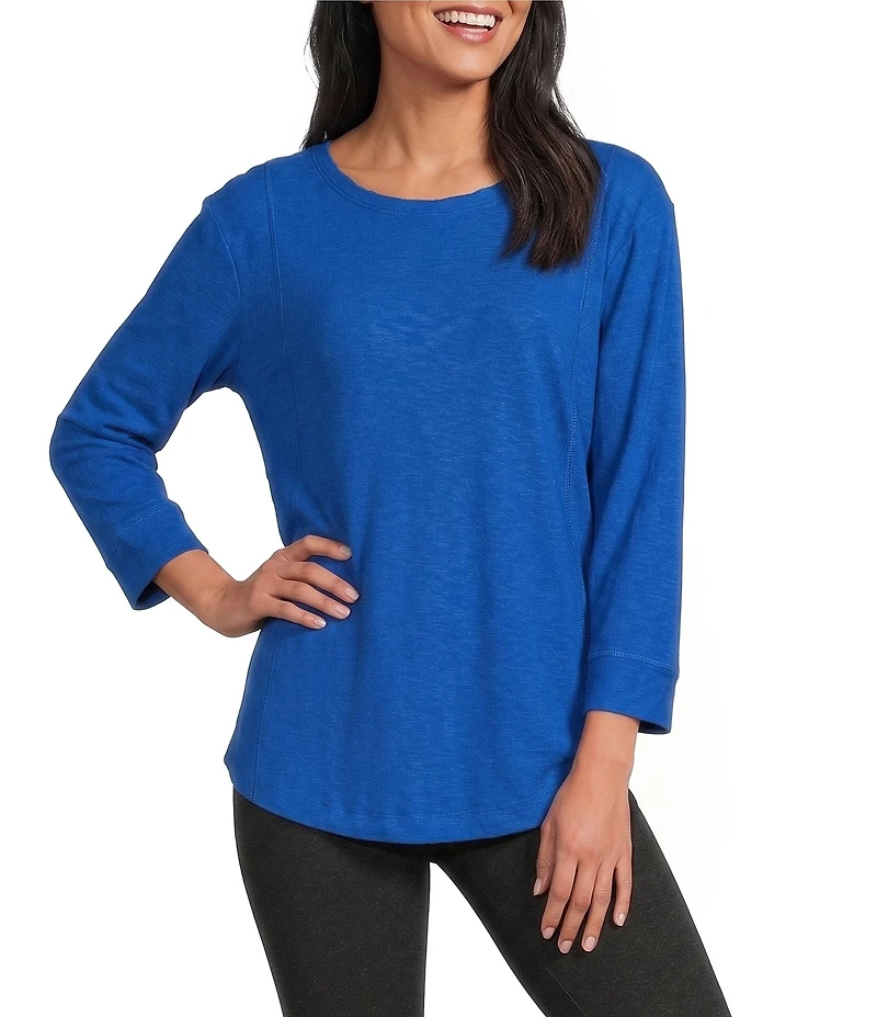 Westbound Solid 3/4 Sleeve Knit Crew Neck Top