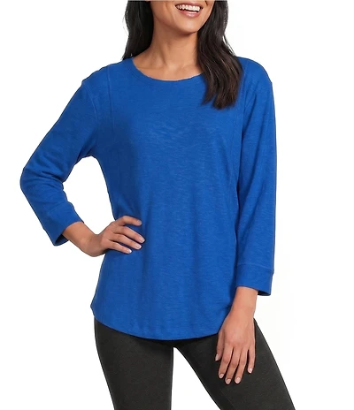 Westbound Solid 3/4 Sleeve Knit Crew Neck Top