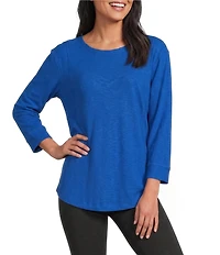 Westbound Solid 3/4 Sleeve Knit Crew Neck Top