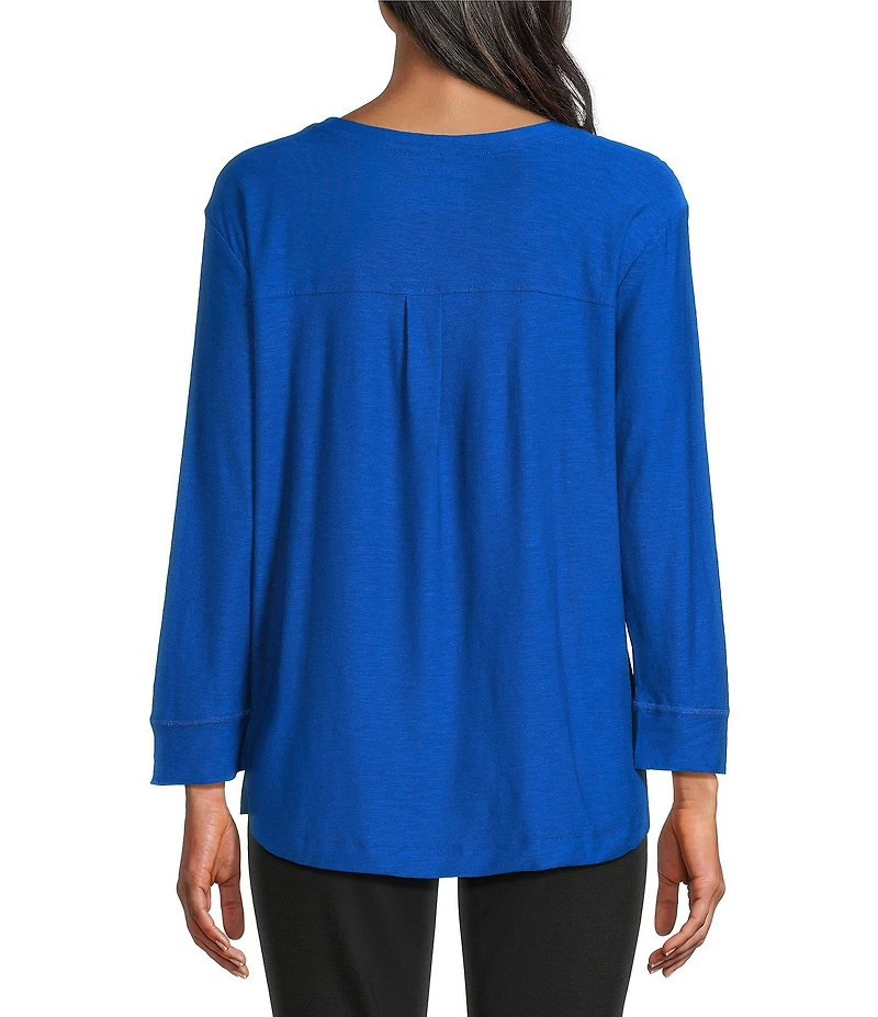 Westbound Solid 3/4 Sleeve Knit Crew Neck Top
