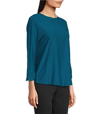 Westbound Solid 3/4 Sleeve Knit Crew Neck Top
