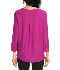 Westbound Solid 3/4 Sleeve Knit Crew Neck Top