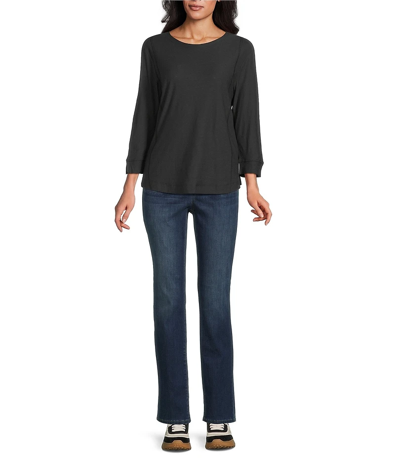 Westbound Solid 3/4 Sleeve Knit Crew Neck Top