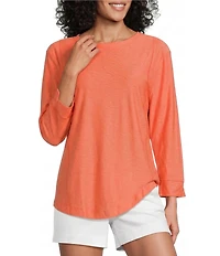 Westbound Solid 3/4 Sleeve Knit Crew Neck Top