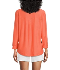 Westbound Solid 3/4 Sleeve Knit Crew Neck Top