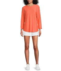 Westbound Solid 3/4 Sleeve Knit Crew Neck Top