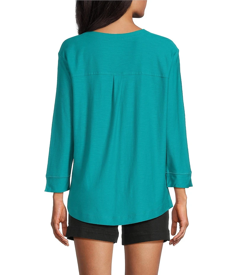 Westbound Solid 3/4 Sleeve Knit Crew Neck Top
