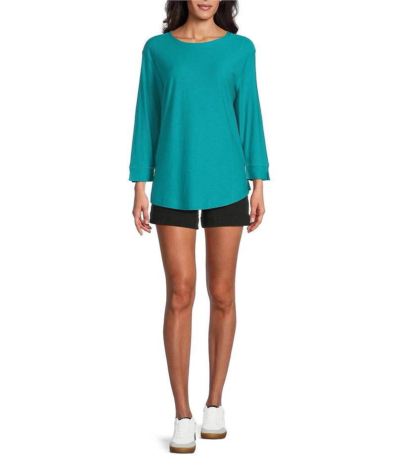 Westbound Solid 3/4 Sleeve Knit Crew Neck Top