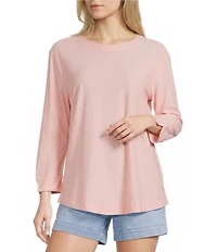Westbound Solid 3/4 Sleeve Knit Crew Neck Top