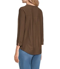 Westbound Solid 3/4 Sleeve Knit Crew Neck Top