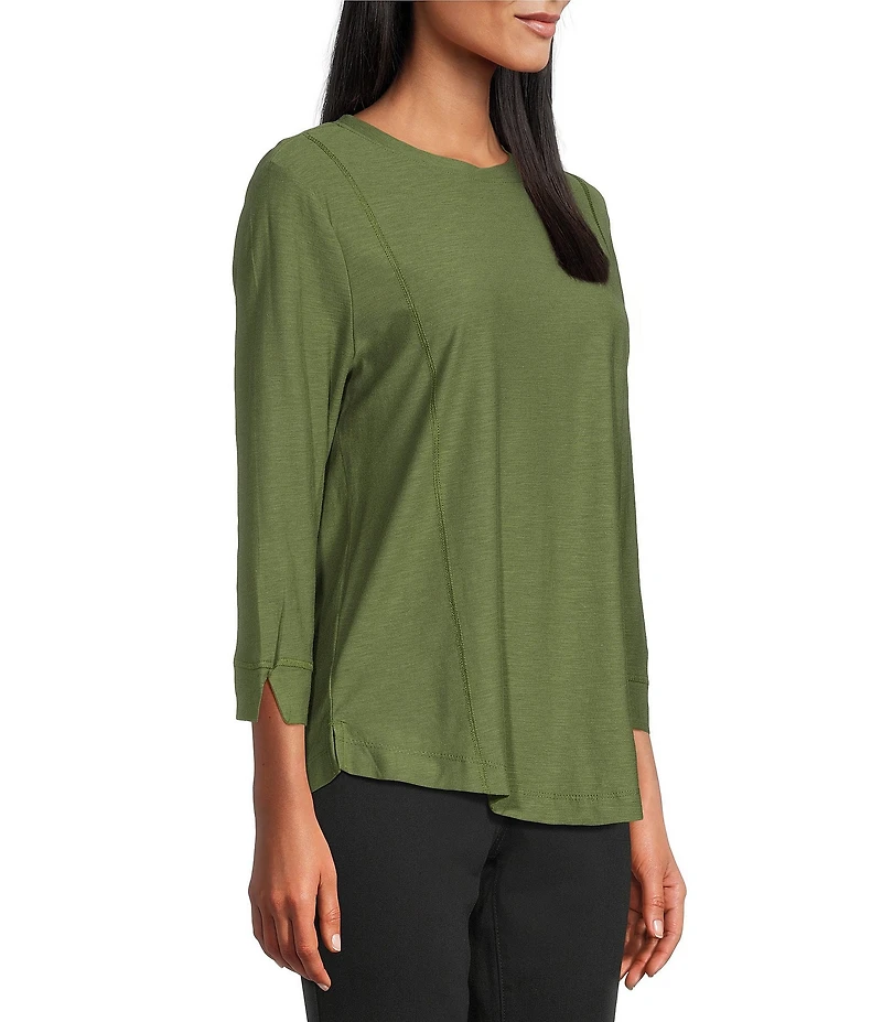 Westbound Solid 3/4 Sleeve Knit Crew Neck Top