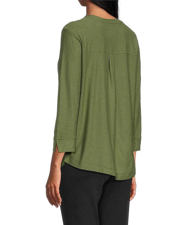 Westbound Solid 3/4 Sleeve Knit Crew Neck Top