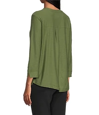 Westbound Solid 3/4 Sleeve Knit Crew Neck Top