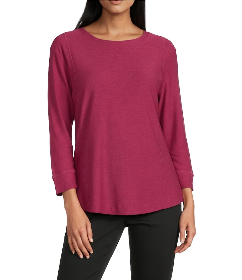 Westbound Solid 3/4 Sleeve Knit Crew Neck Top