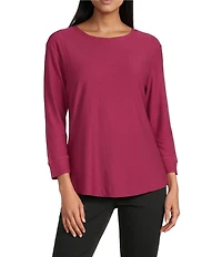 Westbound Solid 3/4 Sleeve Knit Crew Neck Top