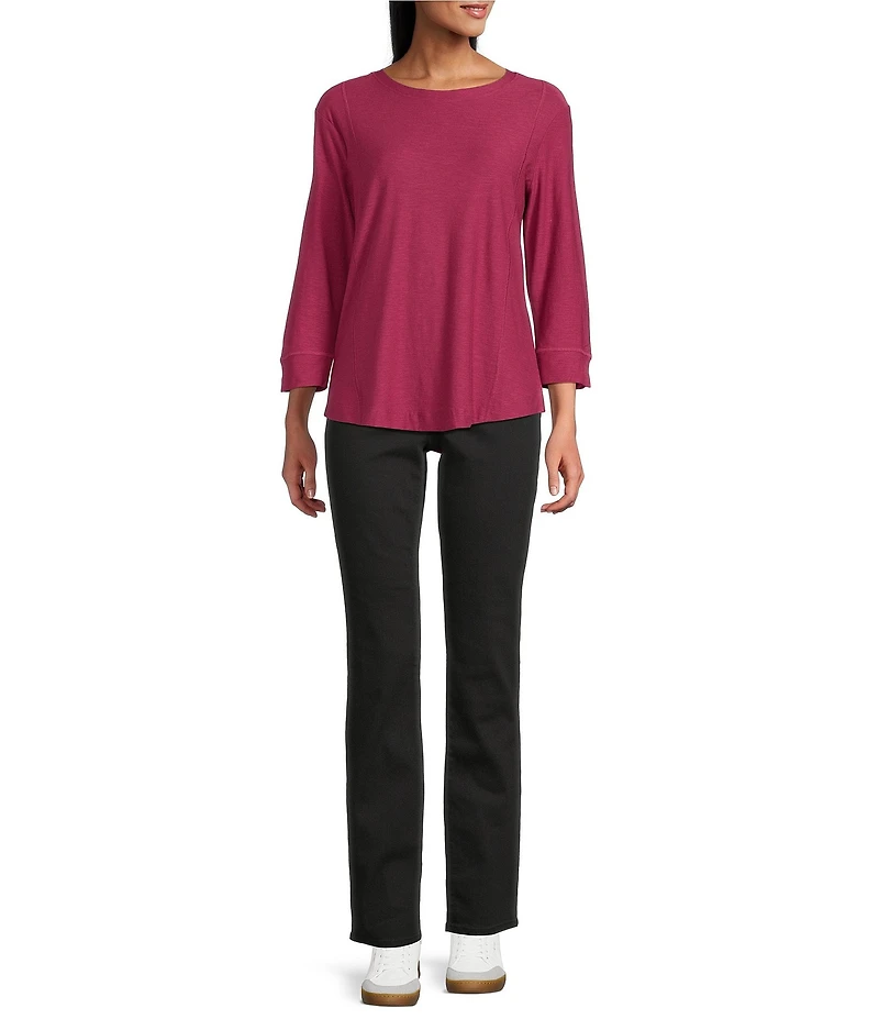 Westbound Solid 3/4 Sleeve Knit Crew Neck Top