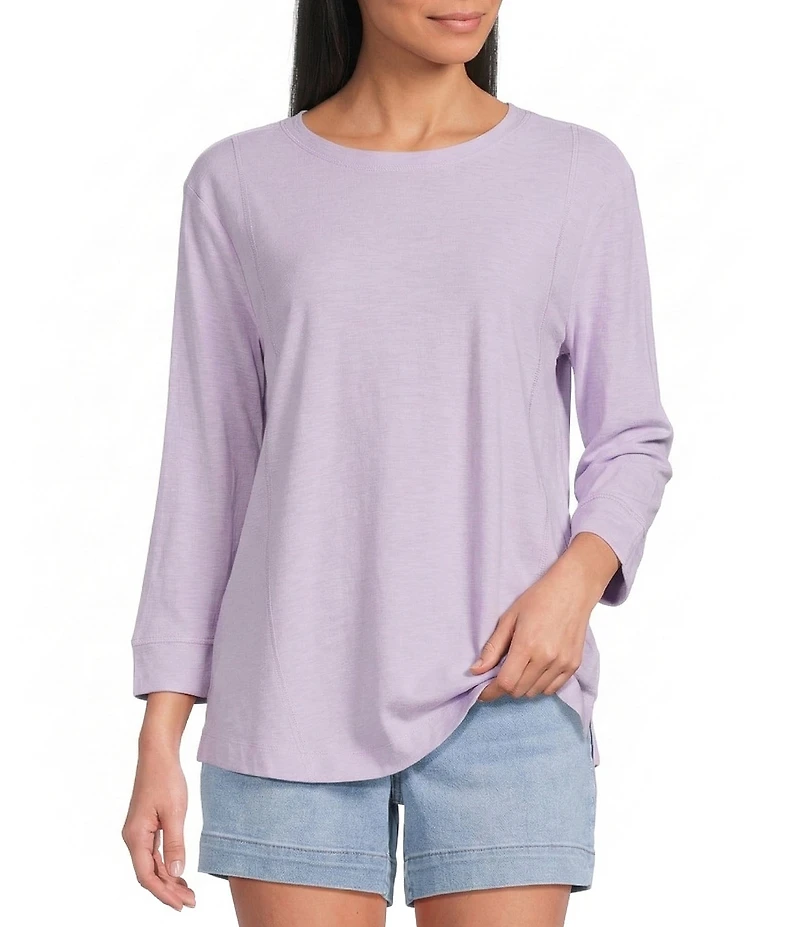 Westbound Solid 3/4 Sleeve Knit Crew Neck Top
