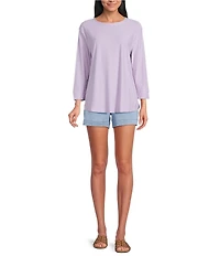 Westbound Solid 3/4 Sleeve Knit Crew Neck Top