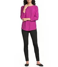 Westbound Solid 3/4 Sleeve Knit Crew Neck Top