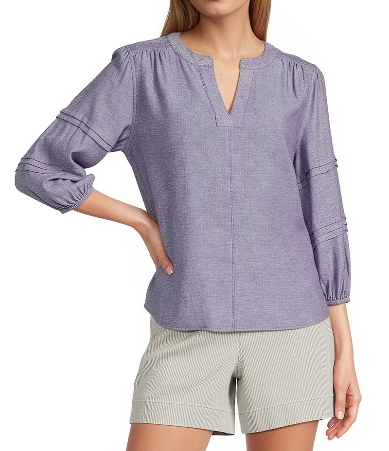 Westbound Solid 3/4 Sleeve V-Neck Top