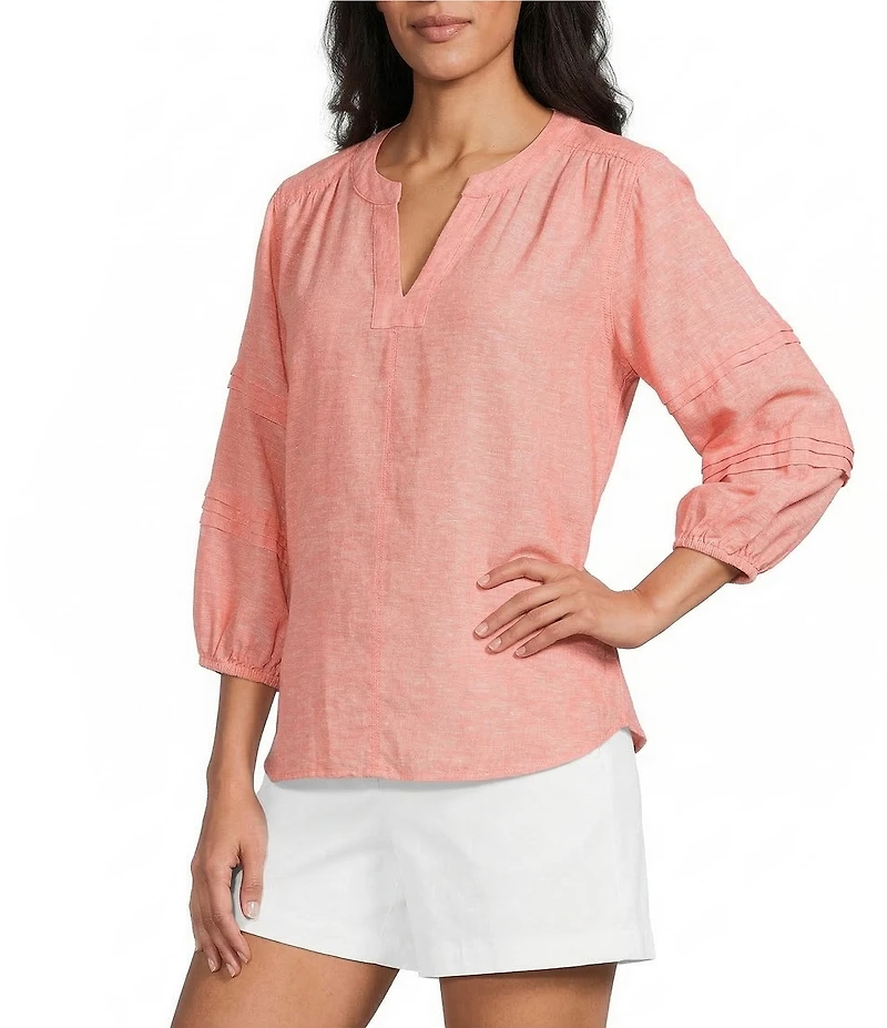 Westbound Solid 3/4 Sleeve V-Neck Top