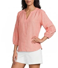 Westbound Solid 3/4 Sleeve V-Neck Top