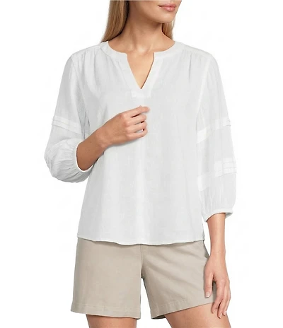 Westbound Solid 3/4 Sleeve V-Neck Top