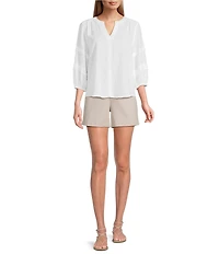 Westbound Solid 3/4 Sleeve V-Neck Top