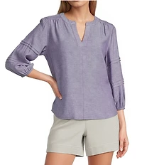 Westbound Solid 3/4 Sleeve V-Neck Top