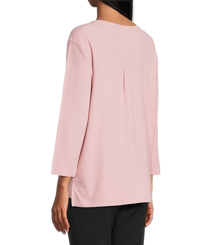Westbound Solid Knit 3/4 Sleeve Henley Top