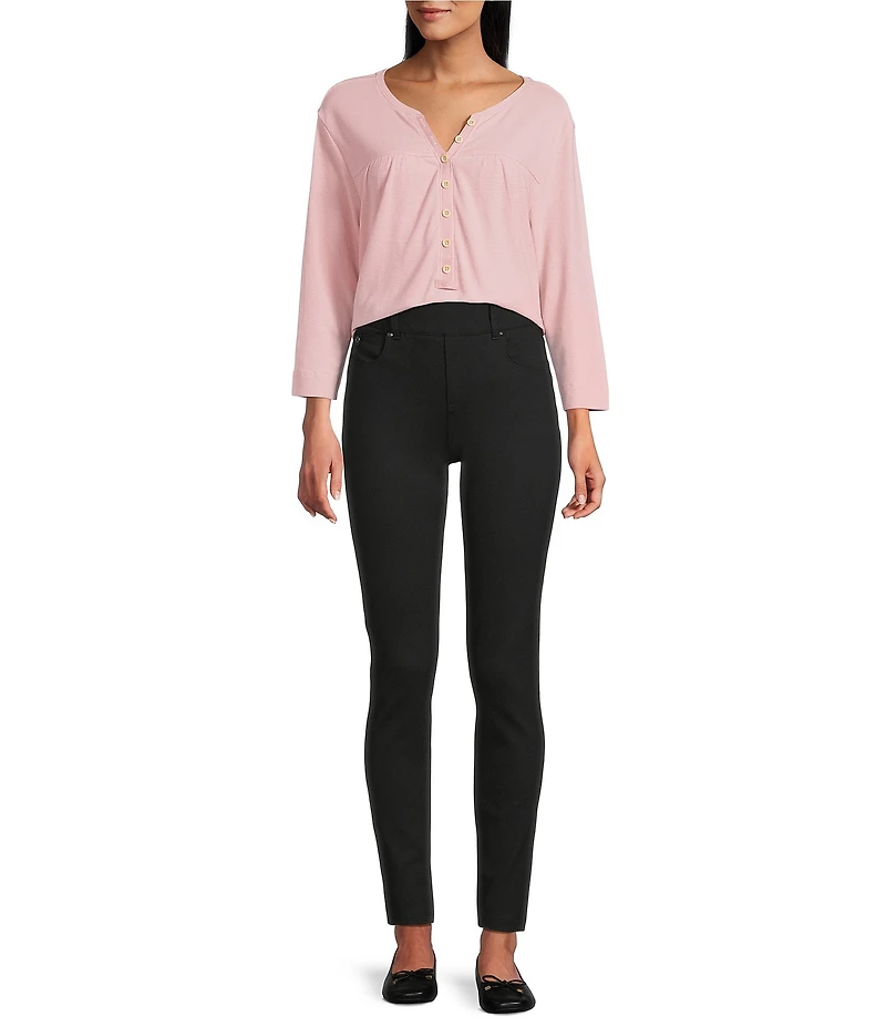 Westbound Solid Knit 3/4 Sleeve Henley Top