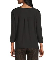 Westbound Solid Knit 3/4 Sleeve Henley Top