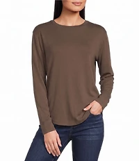 Westbound Solid Long Sleeve Crew Neck Knit Tee