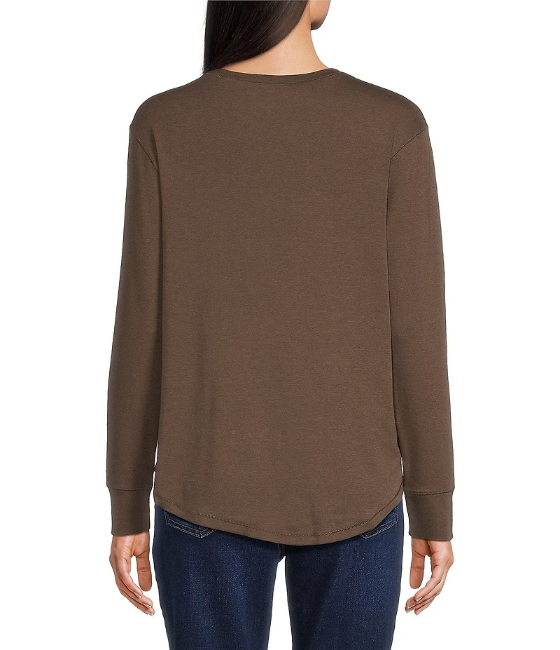 Westbound Solid Long Sleeve Crew Neck Knit Tee