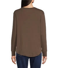 Westbound Solid Long Sleeve Crew Neck Knit Tee