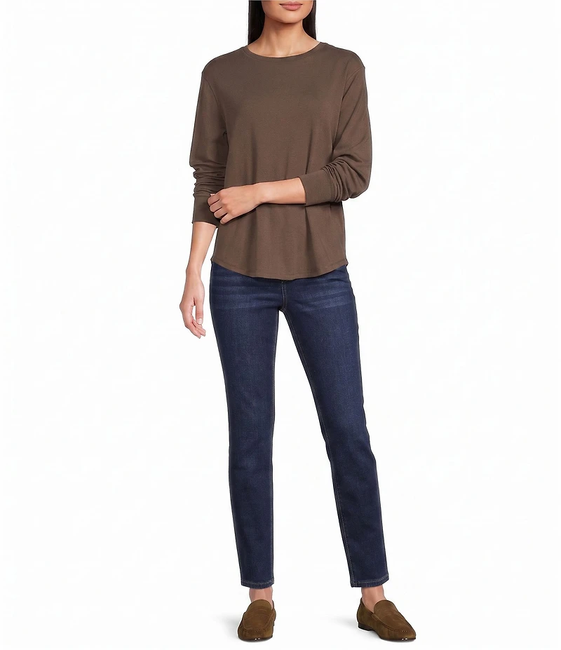 Westbound Solid Long Sleeve Crew Neck Knit Tee