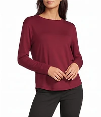 Westbound Solid Long Sleeve Crew Neck Knit Tee