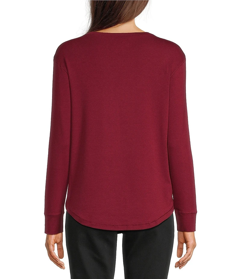 Westbound Solid Long Sleeve Crew Neck Knit Tee