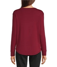 Westbound Solid Long Sleeve Crew Neck Knit Tee